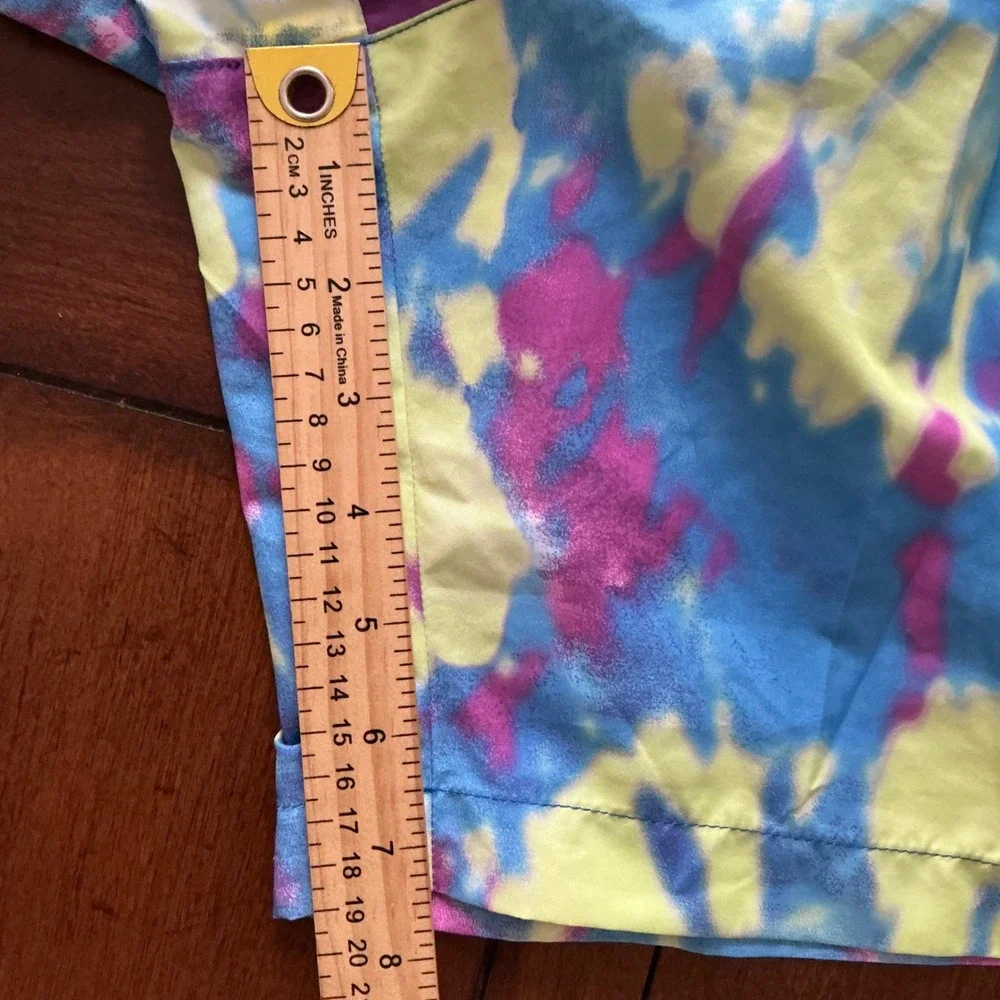 American Eagle Mens‎ Tie Dye Swim Trunks Blue Purple Yellow Mesh Liner Medium